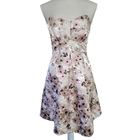 LC Lauren Conrad Petaluma Runway Collection Floral Jacquard Strapless Dress Sz 6 - Picture 1 of 13